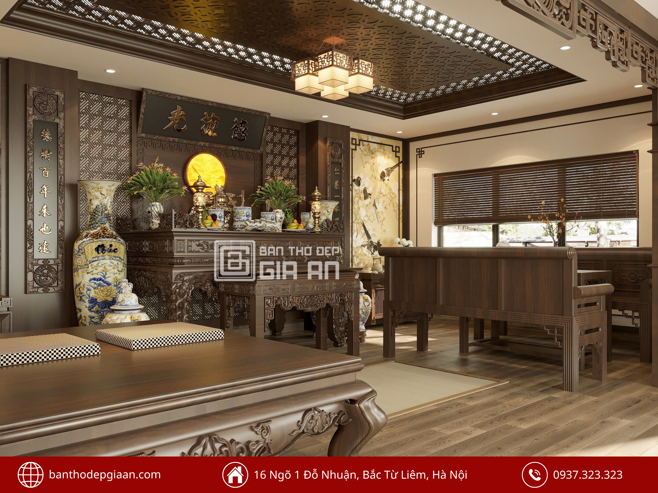 Thiết kế bàn thờ đứng đẹp, vượng khí (8)