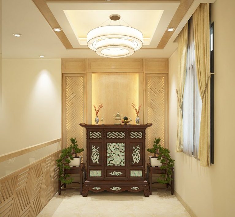 Phòng thờ nên làm của kính không? Đây là những điều gia chủ cần lưu ý 7 su-dung-them-rem-de-che-chan