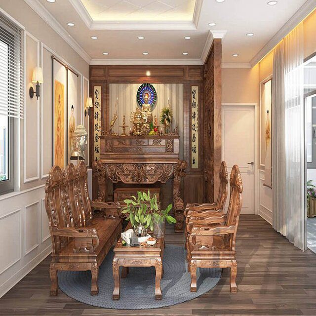 Dịch Vụ Thiết Kế Phòng Thờ Giá Rẻ 2023 186 mau-thiet-ke-phong-tho-phong-khach-co-ban